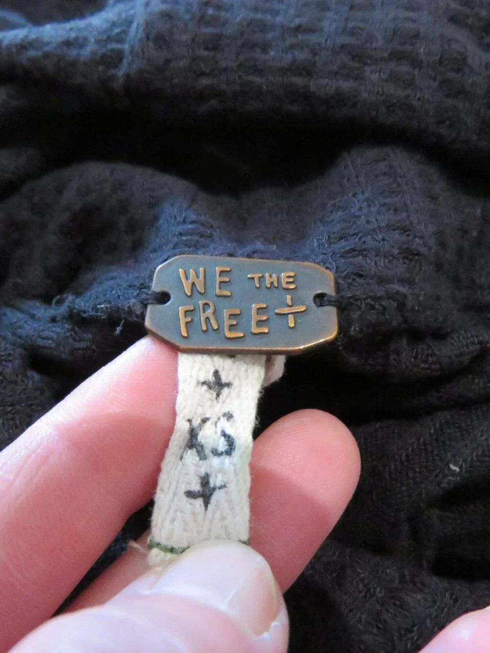 FREE PEOPLE WE THE FREE Kristina Drippy Thermal Cowl Neck in Black Boho